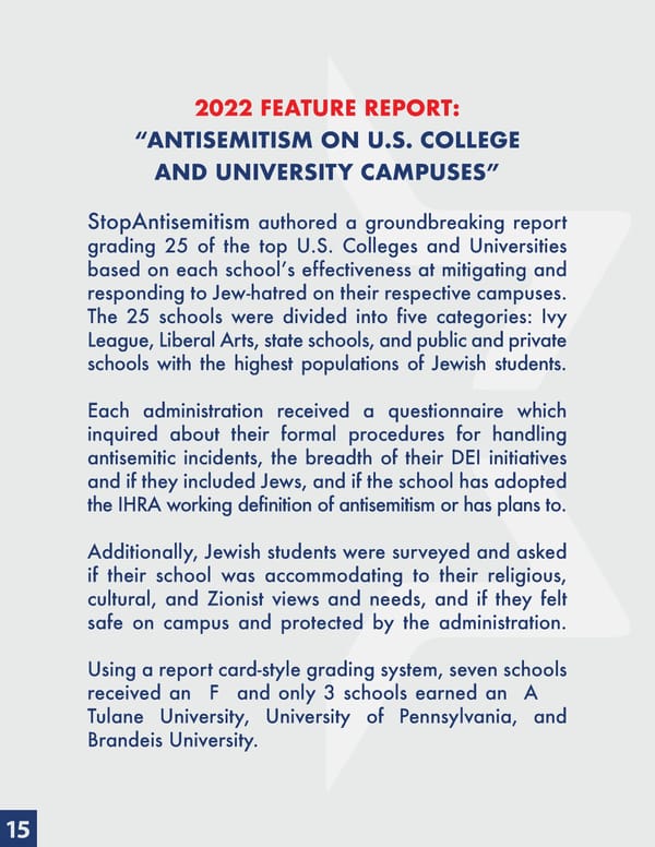Stop AntiSemitism | 2022 Annual Report - Page 15